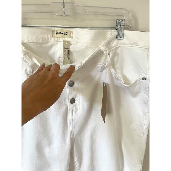 Madewell Button Fly Skinny Denim Jeans White Size 35/Women's 20 Plus Petite NEW - Picture 7 of 10